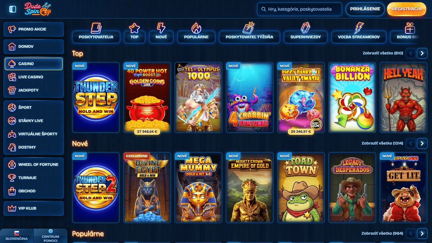 Dudespin Casino desktop games area