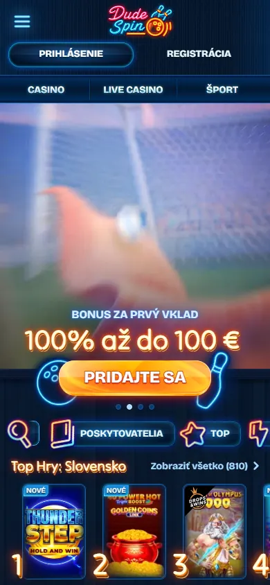 Dudespin Casino mobile website home