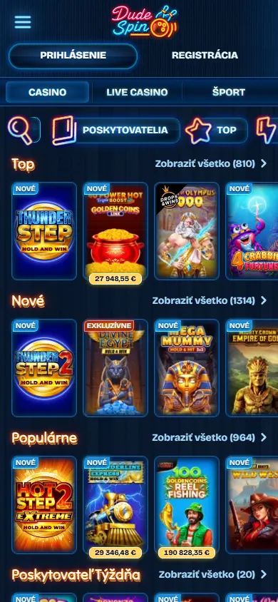 Dudespin Casino mobile games area